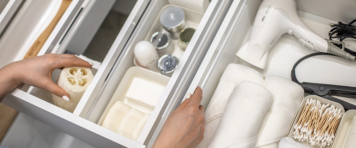 The best bathroom storage, a vanity with many drawers