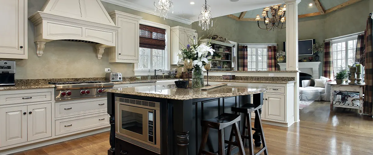 transitional open space kitchen