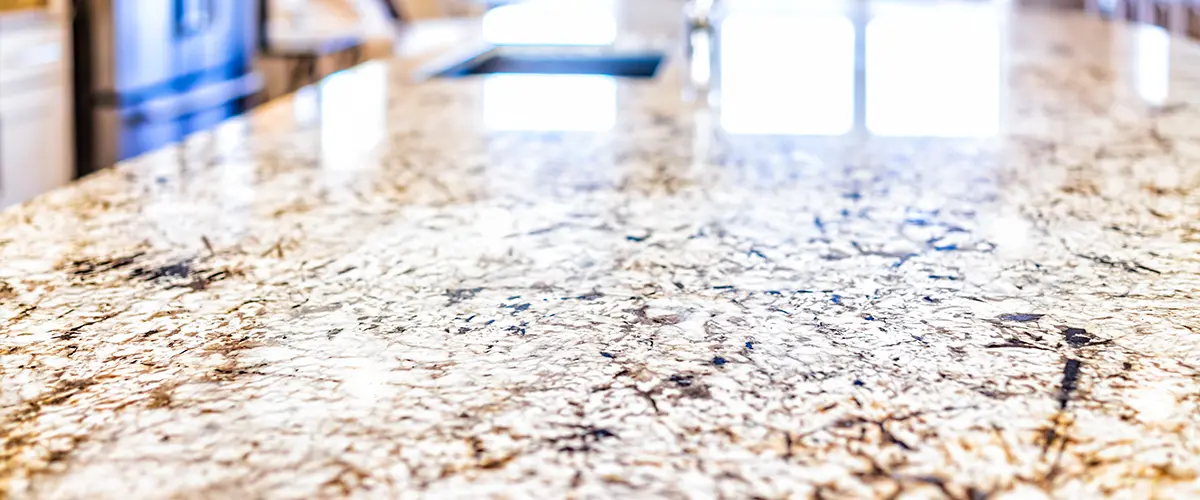 A granite kitchen countertop